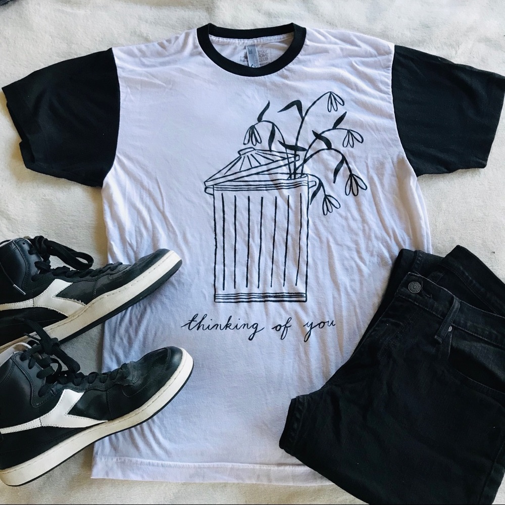 “Thinking of You” Graphic Tee Black & White